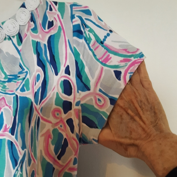 Lilly Pulitzer Rebel Skim Blue Short Sleeve Skort Romper - Picture 9 of 12